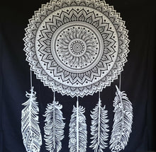 Load image into Gallery viewer, Black and white Dreamcatcher Tapestry