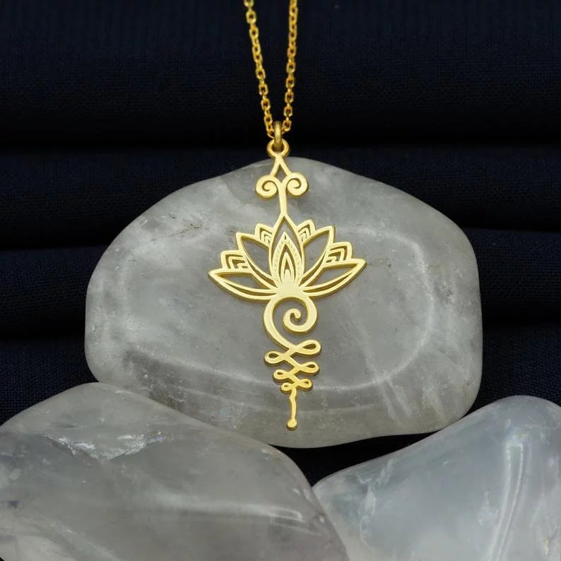Unalome Lotus necklace