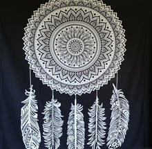 Load image into Gallery viewer, Black and white Dreamcatcher Tapestry 