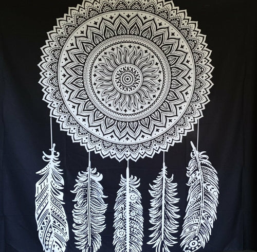 Black and white Dreamcatcher Tapestry 